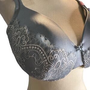 Cacique Underwire Lightly Lined Full Coverage Bra, Silver Blue Lace, 38F, NWT